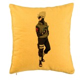 Cumpara ieftin Perna Decorativa cu Naruto Kakashi, 40x40 cm, Galben, Husa Detasabila, Burduf