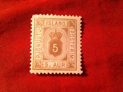 Timbru Islanda 1876 5 aur brun sarniera foto