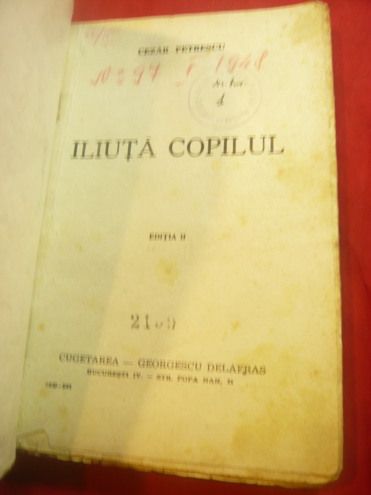 Cezar Petrescu -Iliuta Copilul -Colectia Cartea Copilului nr.1 -Cugetarea  ,112p | Okazii.ro