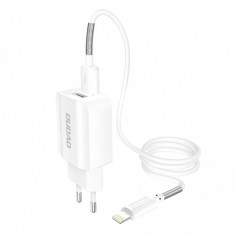 Incarcator Retea cu cablu Lightning Dudao A2EU, 2.4A, 2 X USB, Alb