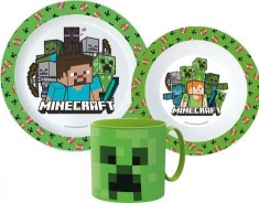 Set mic dejun, Minecraft Creeper, 3 piese, pentru microunde, ORIGINAL foto