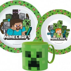 Set mic dejun, Minecraft Creeper, 3 piese, pentru microunde, ORIGINAL