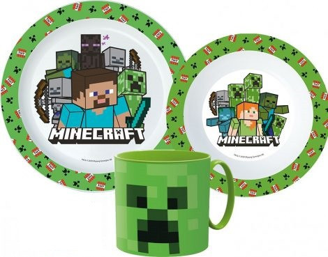 Set mic dejun, Minecraft Creeper, 3 piese, pentru microunde, ORIGINAL