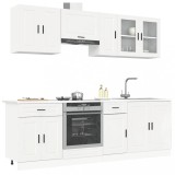 vidaXL Set dulap de bucătărie 8 piese &bdquo;Kalmar&rdquo; alb lucios Lemn