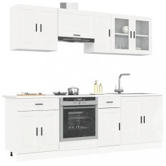 vidaXL Set dulap de bucătărie 8 piese &bdquo;Kalmar&rdquo; alb lucios Lemn