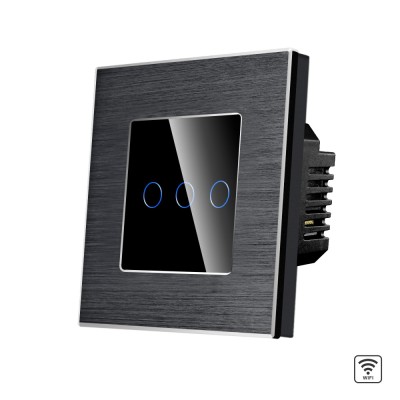 Intrerupator Triplu Wi-Fi cu Touch din Sticla si Rama de Aluminiu LUXION SmartElectro IntelligentHouse foto