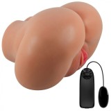 Masturbator Realist Vagin&amp;Anus cu Vibratii Crazy Bull Luna, Soft Skin, Maro, 1.48 kg
