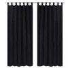 Draperii micro-satin cu bride, 2 buc, 140 x 225 cm, negru 130355