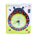 Ceas educativ Buburuza din lemn premium - Ladybug Teaching Clock - Tender Leaf Toys, LUDICUS GAMES SRL