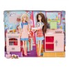 Set Joacă Păpuși Balbina Bucătărie și Baie, 2 Păpuși Blondă și Șatenă, Accesorii, 43x6x32.5cm, +3 Ani