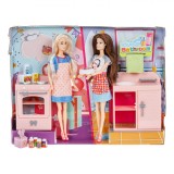 Set de Joacă Papusi, Balbina, Bucătărie și Baie, 2 Bucăți, Păr Blond și șaten, Multicolor, Oem