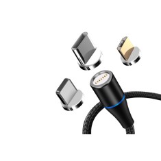 CABLU DATE INCARCARE 3IN1 FAST CHARGE 3.0 USB LA MICRO USB/TYPE-C/LIGHTNING 1.5M 3A NEGRU