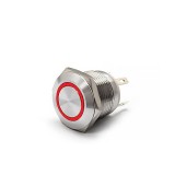 Buton Push Metalic, 12-24V DC, 19mm, fara Retinere, Led Rosu