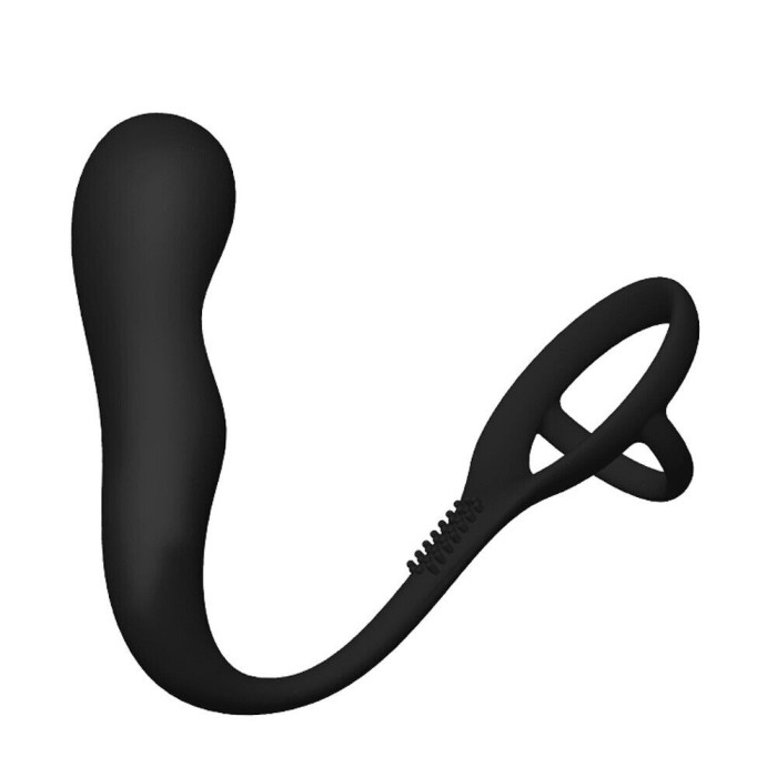 Dildo Plug with Double Rings Black