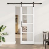Set de Uși Glisante vidaXL cu Ferronerie Albă 73.5x211 cm Lemn Solid de Pin