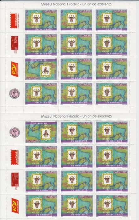 Romania 2005-Lp 1695c-Muzeul National Filatelic-Set de 4 minicoli conform scan