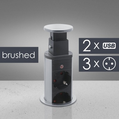 Distribuitor 3 prize camuflat &amp;icirc;n mobilier, USB- metalizat-satinat Best CarHome foto