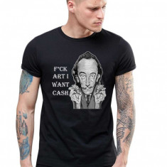 Tricou barbati negru - Dali - I want CASH - S