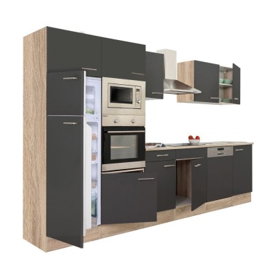 Mobilă de bucătărie Yorki 340, corp din stejar sonoma, cu față antracit satinat foto
