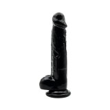 Realiste cu testicule - Loving Joy Dildo Realist cu Testicule si Ventuza 2 cm Negru Senzatie de Satisfactie Adanca