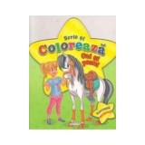 Scrie si coloreaza cai si ponei - verde