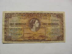 5 shillings silingi 1952 Bermuda Insulele Bermude / portret Regina Elizabeth II foto