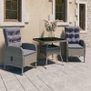 VidaXL Set de masă pentru grădină, 3 piese, gri, poliratan și sticlă 3058522