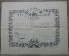 Brevet Ministerul de Resbel 1893/trecere corpu oficerilor reserva,medic regiment foto