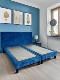 Pat Milano Premium din Lemn Masiv - 160&times;200 cm Albastru / Pat