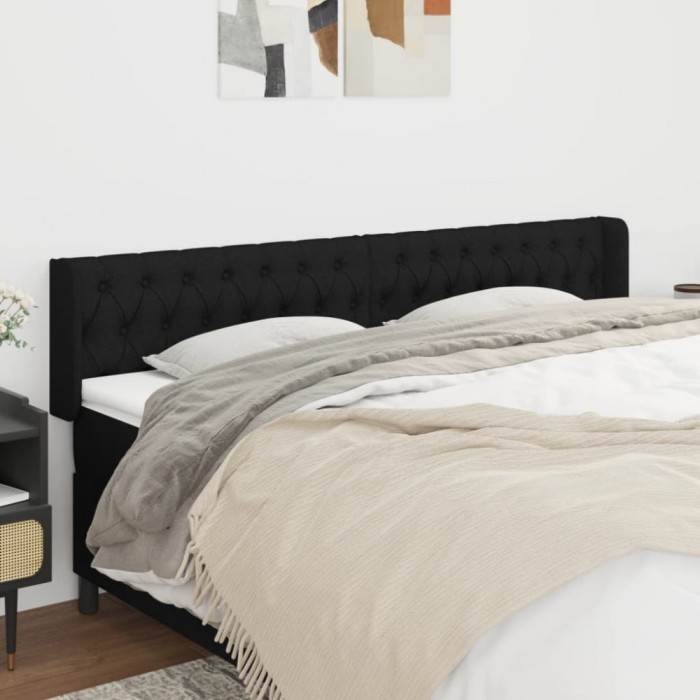 Gossi tablie de pat cu aripioare negru 183x16x78/88 cm textil