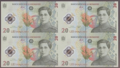 ROMANIA 2025 4 X 20 LEI In coala cu Certificat de autenticitate si Plic BNR foto