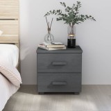 Cumpara ieftin Noptiera &quot;HAMAR&quot;, gri &icirc;nchis, 40x35x44,5 cm, lemn masiv de pin