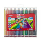 Cumpara ieftin Set 24 Creioane Colorate Fatih, Diametru Mina 2.9 mm, Cutie din Plastic, 24 Culori, Creioane Colorate Fatih, Creioane Colorate, Creioane Set, Set Crei