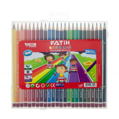 Set 24 Creioane Colorate Fatih, Diametru Mina 2.9 mm, Cutie din Plastic, 24 Culori, Creioane Colorate Fatih, Creioane Colorate, Creioane Set, Set Crei