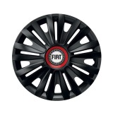 Set 4 capace roti Negre Cu Inel Rosu Royal R14 Compatibil Cu Fiat, Autohelix MSA