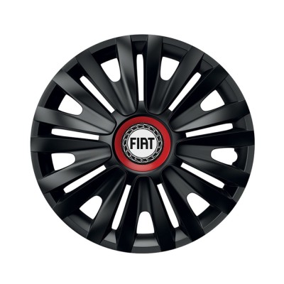 Set 4 capace roti Negre Cu Inel Rosu Royal R16 Compatibil Cu Fiat foto