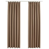 Draperii opace cu carlige, 2 buc., gri taupe, 140 x 225 cm