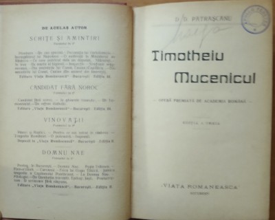 THIMOTEIU MUCENICUL - D.D. PATRASCANU, ED. A TREIA foto