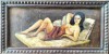 Femeie seminud &icirc;ntinsă pe pat, pictură veche rom&acirc;nească, Nud, Ulei, Impresionism