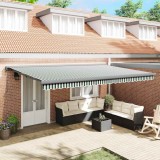 Cortina Retractabilă Manual Verde și alb 500 &times; 300 cm