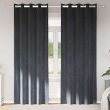 Draperii opace cu ocheți, 2 buc., gri deschis, catifea