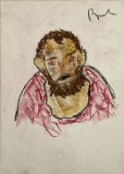 Studiu pentru ciclul Regele Nebun, Corneliu Baba, creioane cerate, 20x28 cm, artă rom&acirc;nească, artist rom&acirc;n, schiță studiu, de colectie