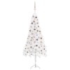 Brad de Crăciun artificial de colț LED&amp;globuri alb 210 cm PVC