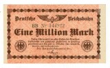 Lot 2 Bancnote Germania Reichsbahn - 1 , 2 milioane Marci 1923