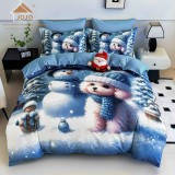 Cumpara ieftin Lenjerie de pat de Craciun cu 6 Piese din finet, cu imprimare digitala 5D, Model JOJO8004