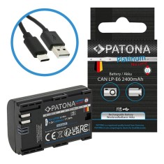 Acumulator Patona Platinum LP-E6 cu USB-C 2400mAh compatibil Canon EOS 5D 6D 7D 80D -1353