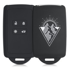Husa Cheie Auto pentru Renault / Dacia - 4 Butoane - Keyless Go, kwmobile, Silicon, Negru / Alb, 49769.25