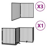 Cumpara ieftin Poarta caini pliabila cu usa 10 panouri negru 800 cm, lemn plop