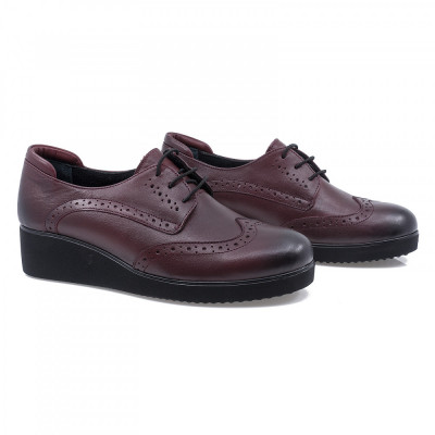 Pantofi Dama, Caspian, Cas-1095, Casual, Piele Naturala, bordo foto