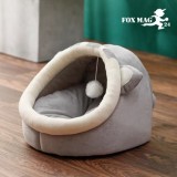 Cumpara ieftin Culcus pentru pisici, 30cm x 38cm, casuta cu urechi, Gri